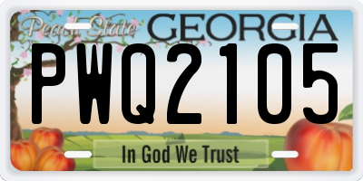 GA license plate PWQ2105