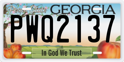 GA license plate PWQ2137
