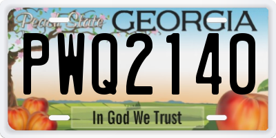GA license plate PWQ2140
