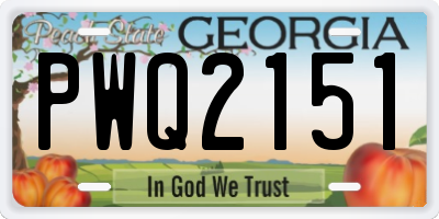GA license plate PWQ2151