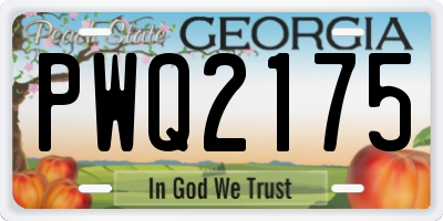 GA license plate PWQ2175