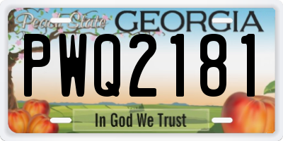GA license plate PWQ2181