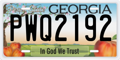 GA license plate PWQ2192