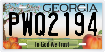 GA license plate PWQ2194