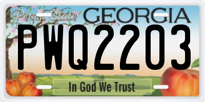 GA license plate PWQ2203