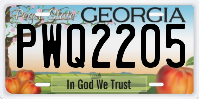 GA license plate PWQ2205
