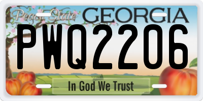 GA license plate PWQ2206