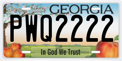 GA license plate PWQ2222