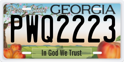 GA license plate PWQ2223
