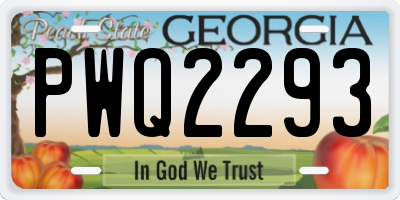 GA license plate PWQ2293