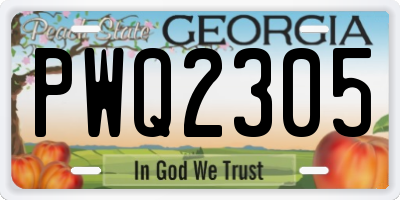 GA license plate PWQ2305
