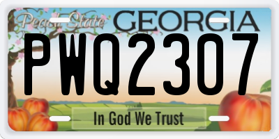 GA license plate PWQ2307