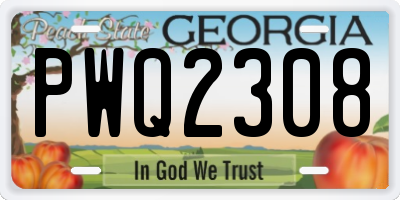 GA license plate PWQ2308