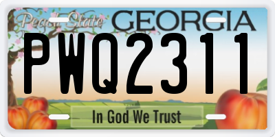GA license plate PWQ2311