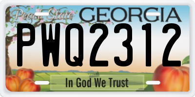 GA license plate PWQ2312