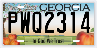 GA license plate PWQ2314