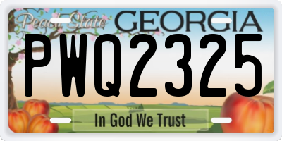 GA license plate PWQ2325