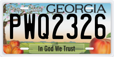 GA license plate PWQ2326