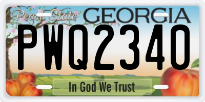 GA license plate PWQ2340