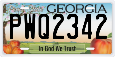 GA license plate PWQ2342