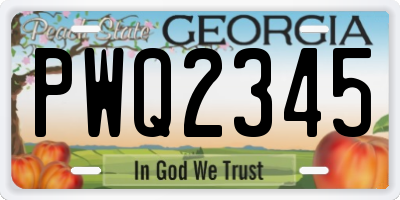 GA license plate PWQ2345