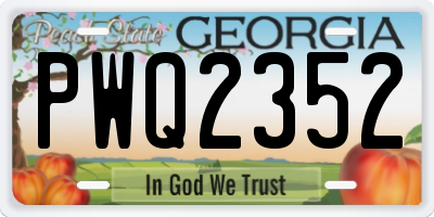 GA license plate PWQ2352