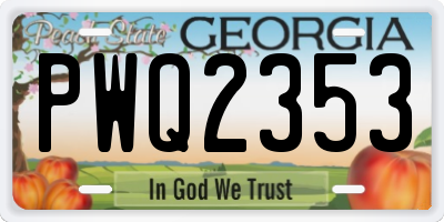 GA license plate PWQ2353
