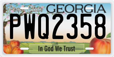 GA license plate PWQ2358