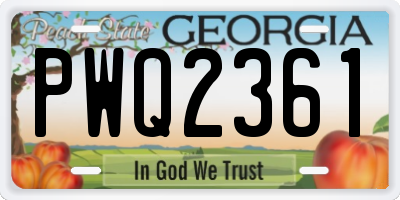 GA license plate PWQ2361