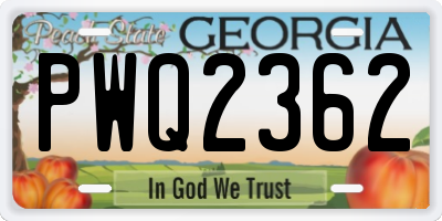 GA license plate PWQ2362