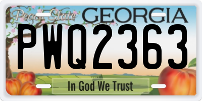 GA license plate PWQ2363