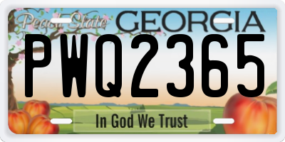 GA license plate PWQ2365