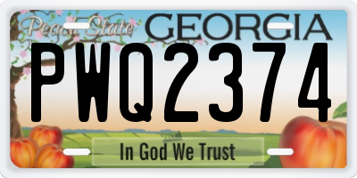 GA license plate PWQ2374