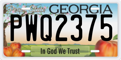GA license plate PWQ2375