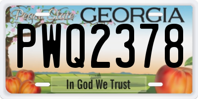 GA license plate PWQ2378