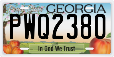 GA license plate PWQ2380
