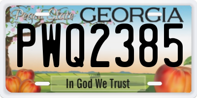 GA license plate PWQ2385