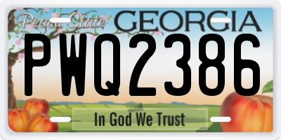 GA license plate PWQ2386