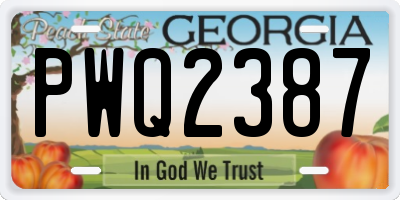 GA license plate PWQ2387
