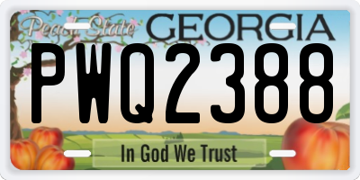 GA license plate PWQ2388