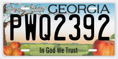 GA license plate PWQ2392