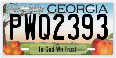GA license plate PWQ2393