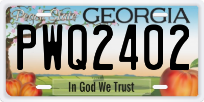 GA license plate PWQ2402