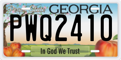 GA license plate PWQ2410