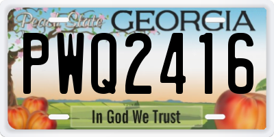 GA license plate PWQ2416
