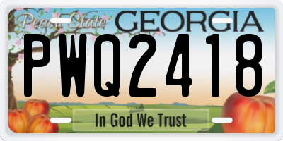 GA license plate PWQ2418