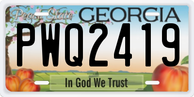 GA license plate PWQ2419