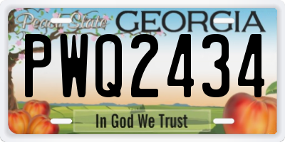 GA license plate PWQ2434