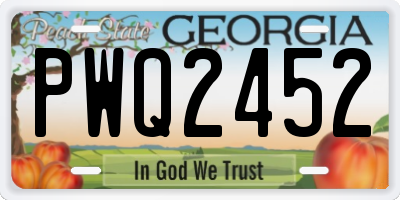 GA license plate PWQ2452