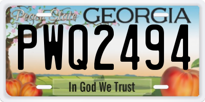 GA license plate PWQ2494